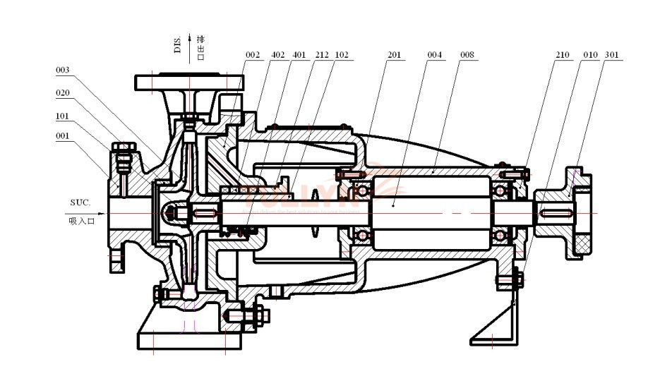 CWL type Marine Horizontal Centrifugal Pump Drawing
