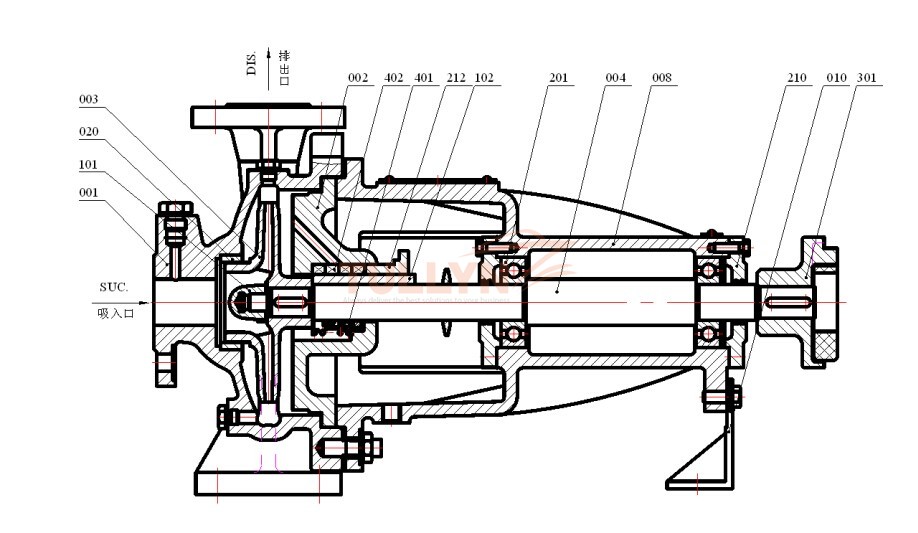 CWL type Marine Horizontal Centrifugal Pump Drawing