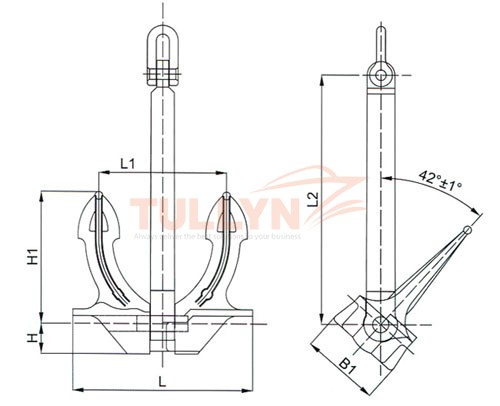 JIS Stockless Anchor drawing