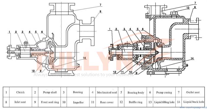 CYZ-A type self-priming centrifugal FreshWater Pump Drawing