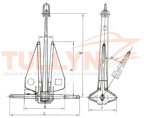 Danforth HHP Anchor Marine Anchor Drawing