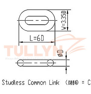 Studless Link Anchor Chain Drawing