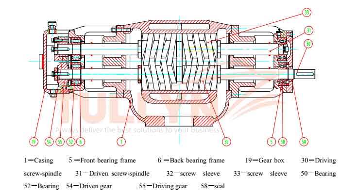 WV Series Two Spindle Heavy Oil Twin Screw Pump Drawing